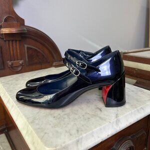 Christian Louboutin Miss Jane 55 Blue Patent Mary Janes size 38